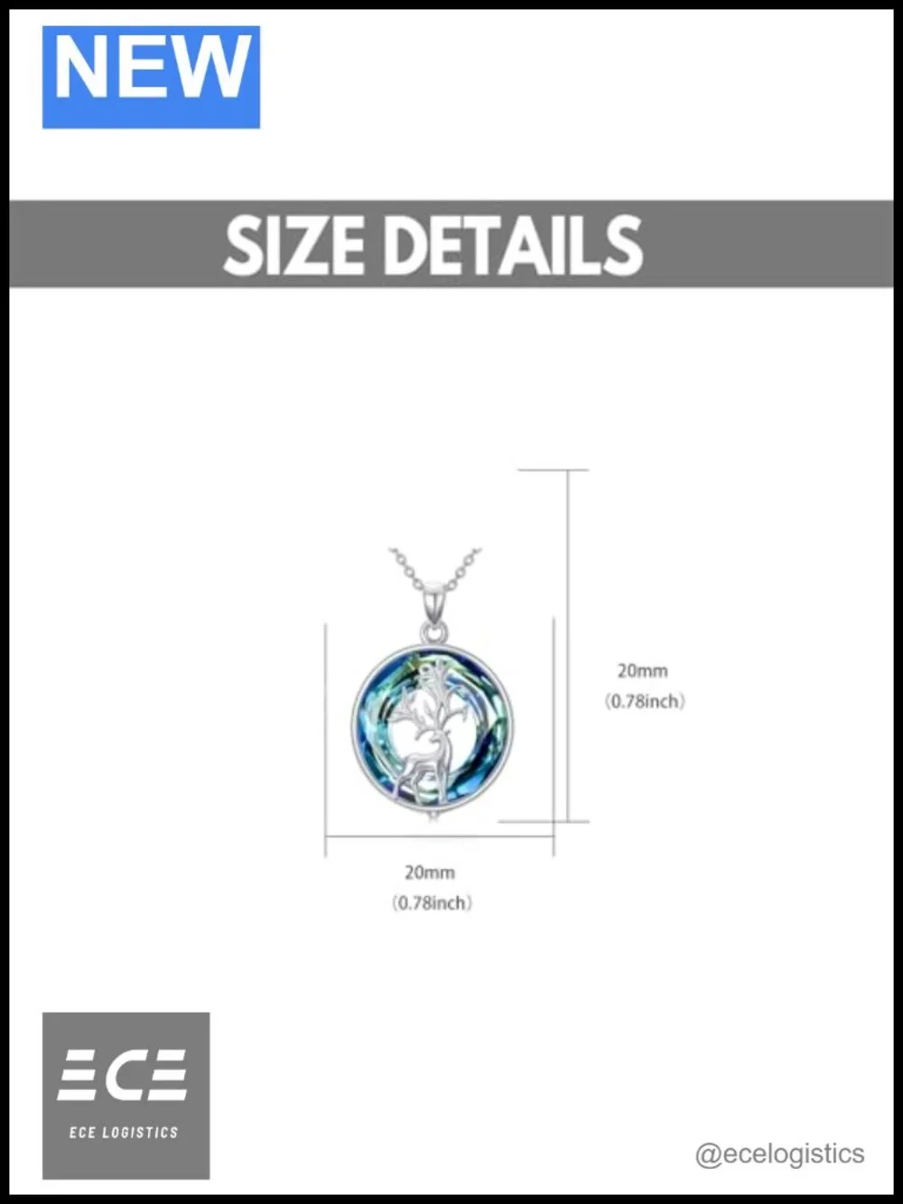925 Sterling Silver Deer Pendant Necklace Austrian Crystal 18in Anniversary Gift